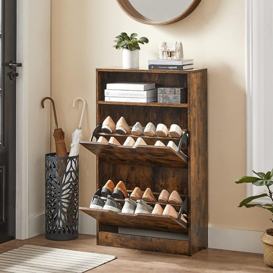 VASAGLE Shoe Cabinet 2 Flip Doors