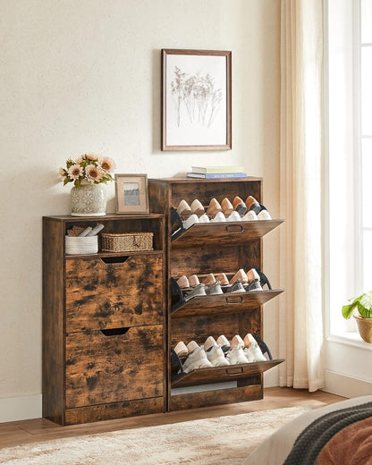 VASAGLE Shoe Cabinet 2 Flip Doors