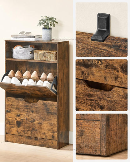 VASAGLE Shoe Cabinet 2 Flip Doors