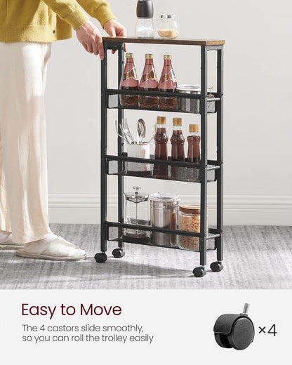VASAGLE 4-Tier Slim Rolling Cart