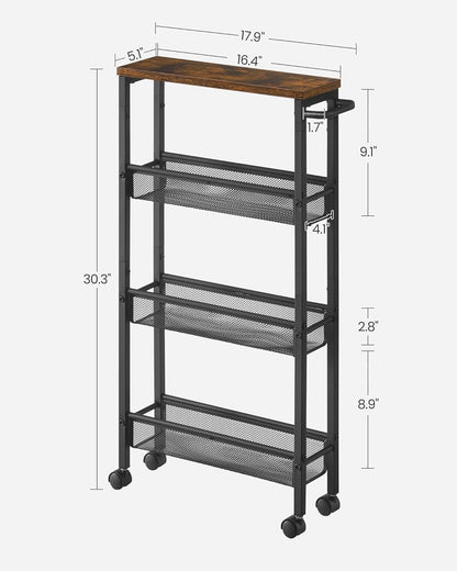 VASAGLE 4-Tier Slim Rolling Cart