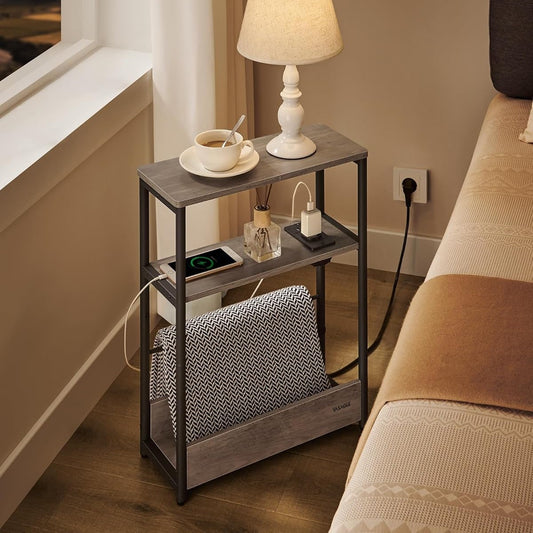 VASAGLE Side Table with Charging Function