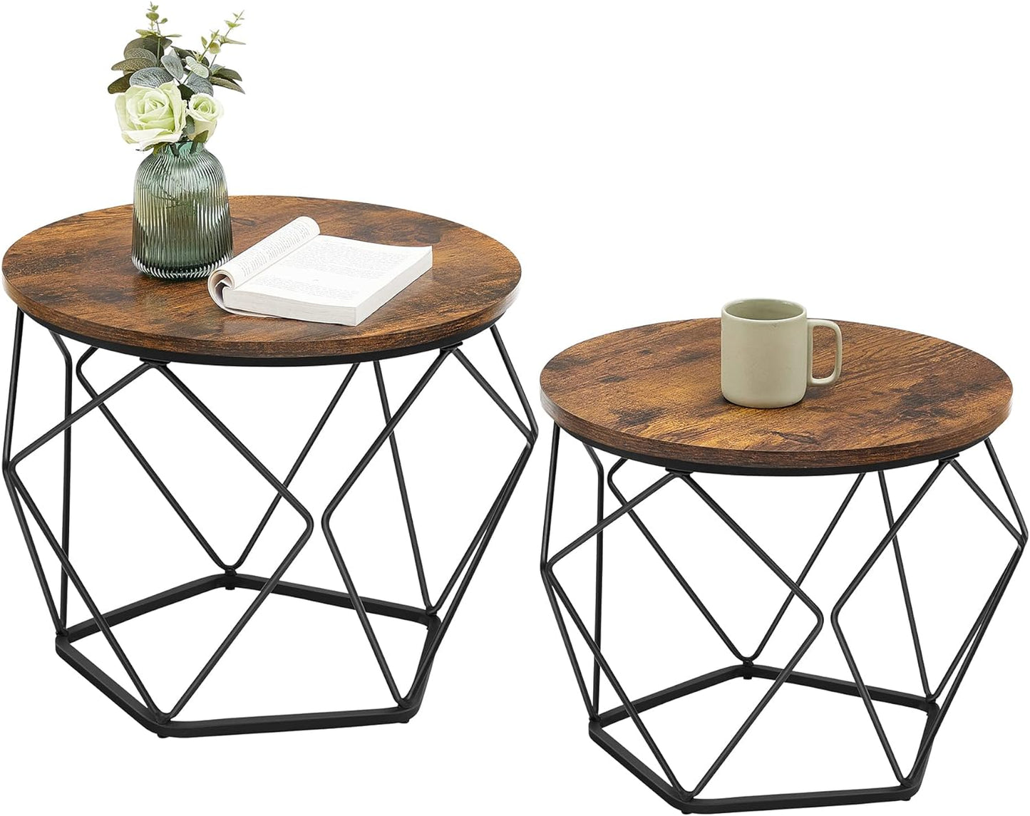 VASAGLE Set of 2 Greige  Small Coffee Table