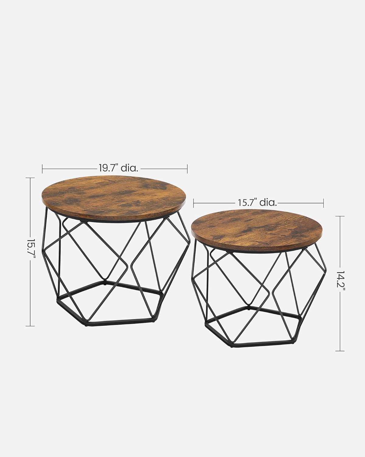 VASAGLE Set of 2 Greige  Small Coffee Table