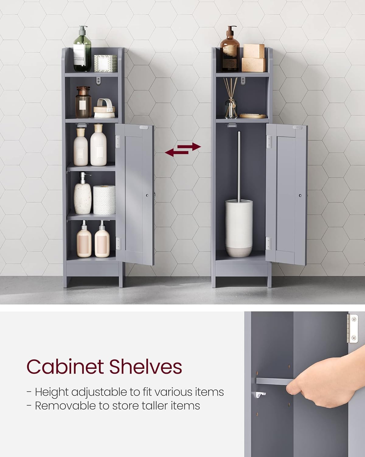 VASAGLE Small Bathroom Storage Corner Floor Cabinet bbc310p36
