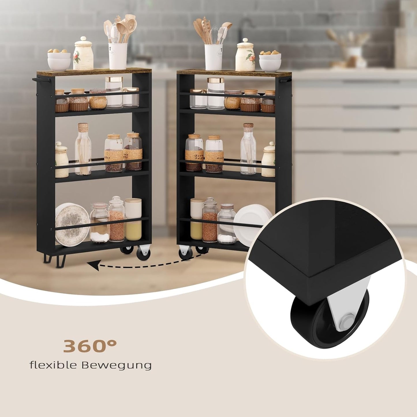 WOLTU Kitchen Trolley with 3 Levels
