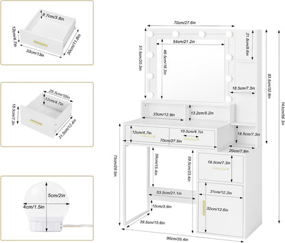 WOLTU Dressing Table with LED Lights