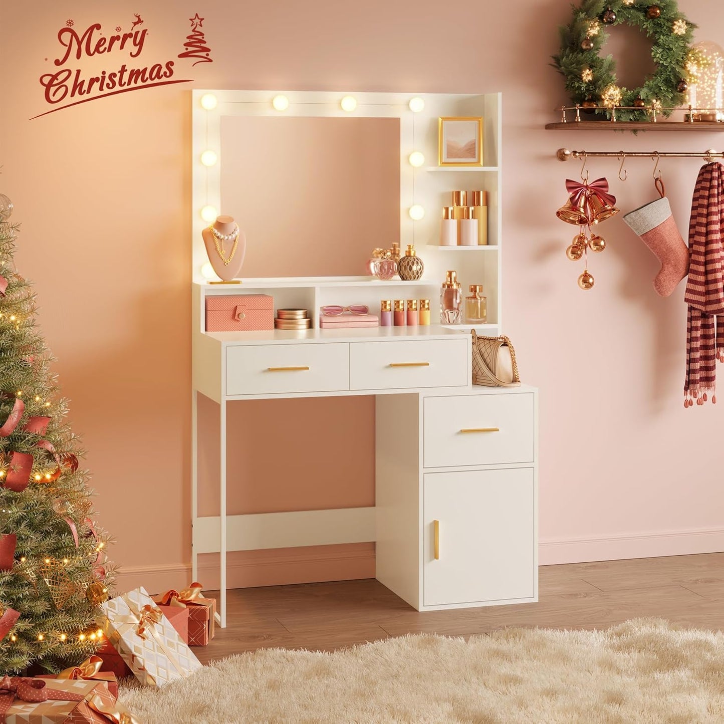 WOLTU Dressing Table with LED Lights