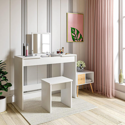 WOLTU dressing table with a flip-up mirror and matching stool