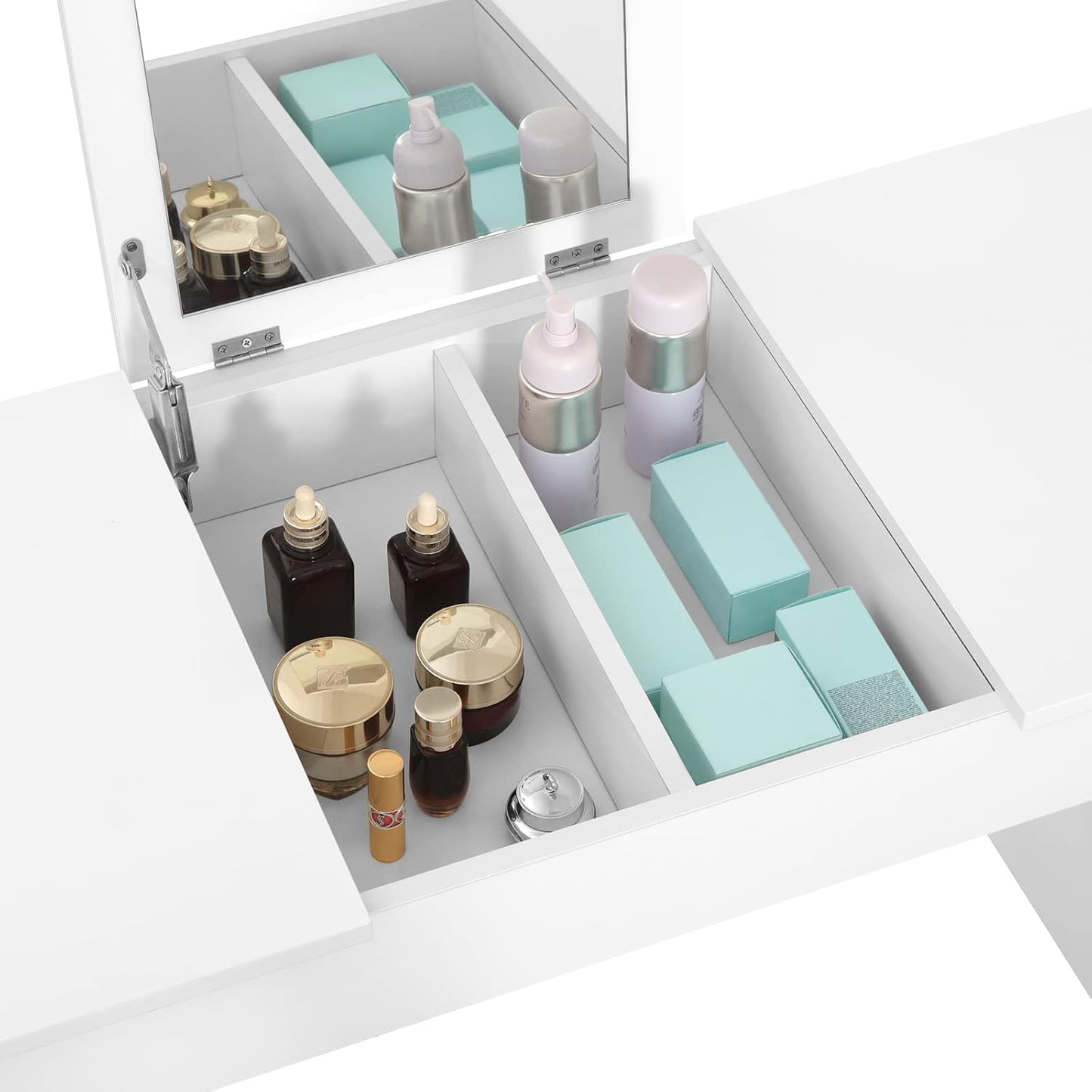 WOLTU dressing table with a flip-up mirror and matching stool