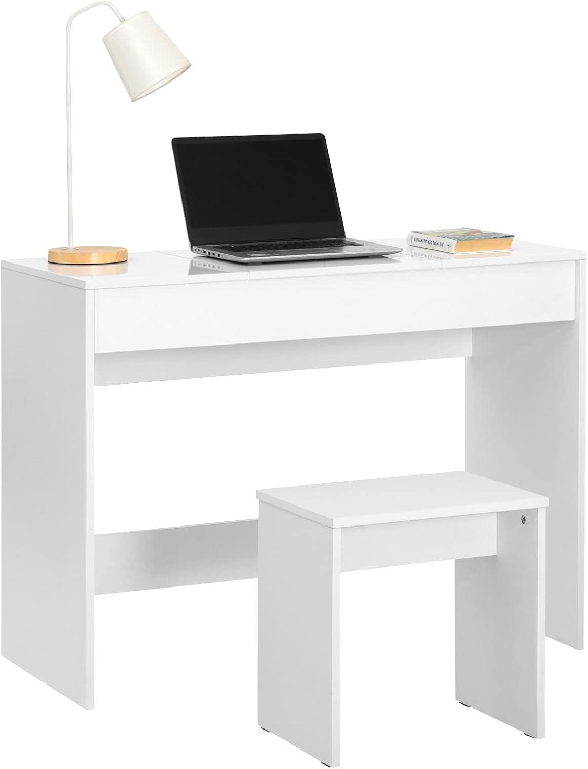 WOLTU dressing table with a flip-up mirror and matching stool