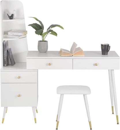 WOLTU Dressing Table with Mirror And Stool
