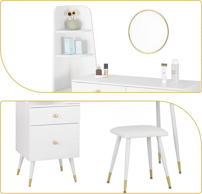 WOLTU Dressing Table with Mirror And Stool