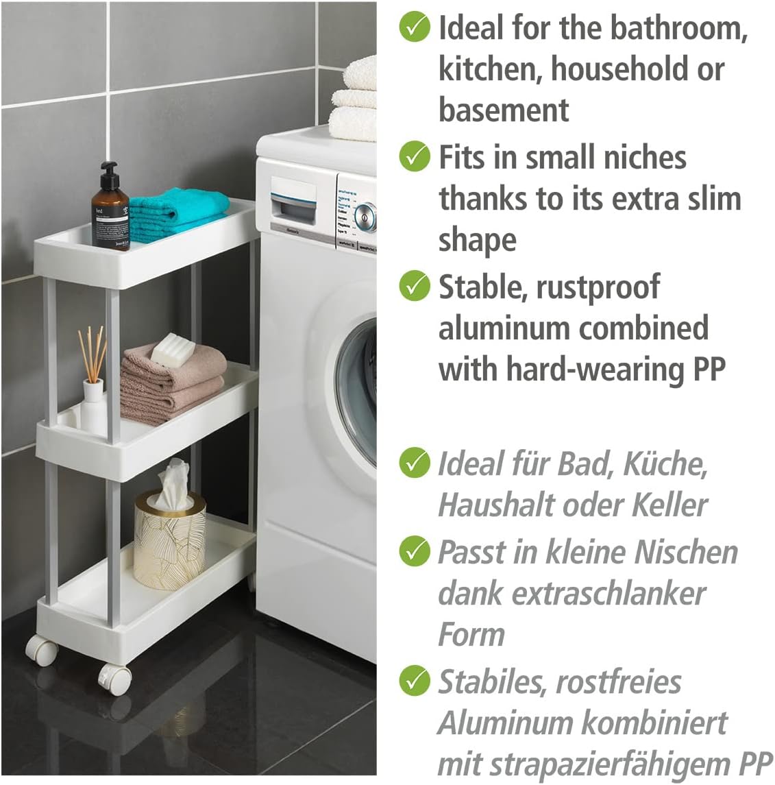 Wenko Mino, Serving, Bathroom, Household Trolley