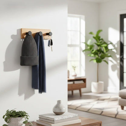 Wooden Wall Hook Rack with Pegs