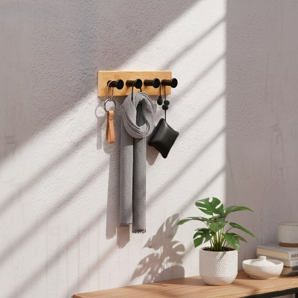 Wooden Wall Hook Rack with Pegs