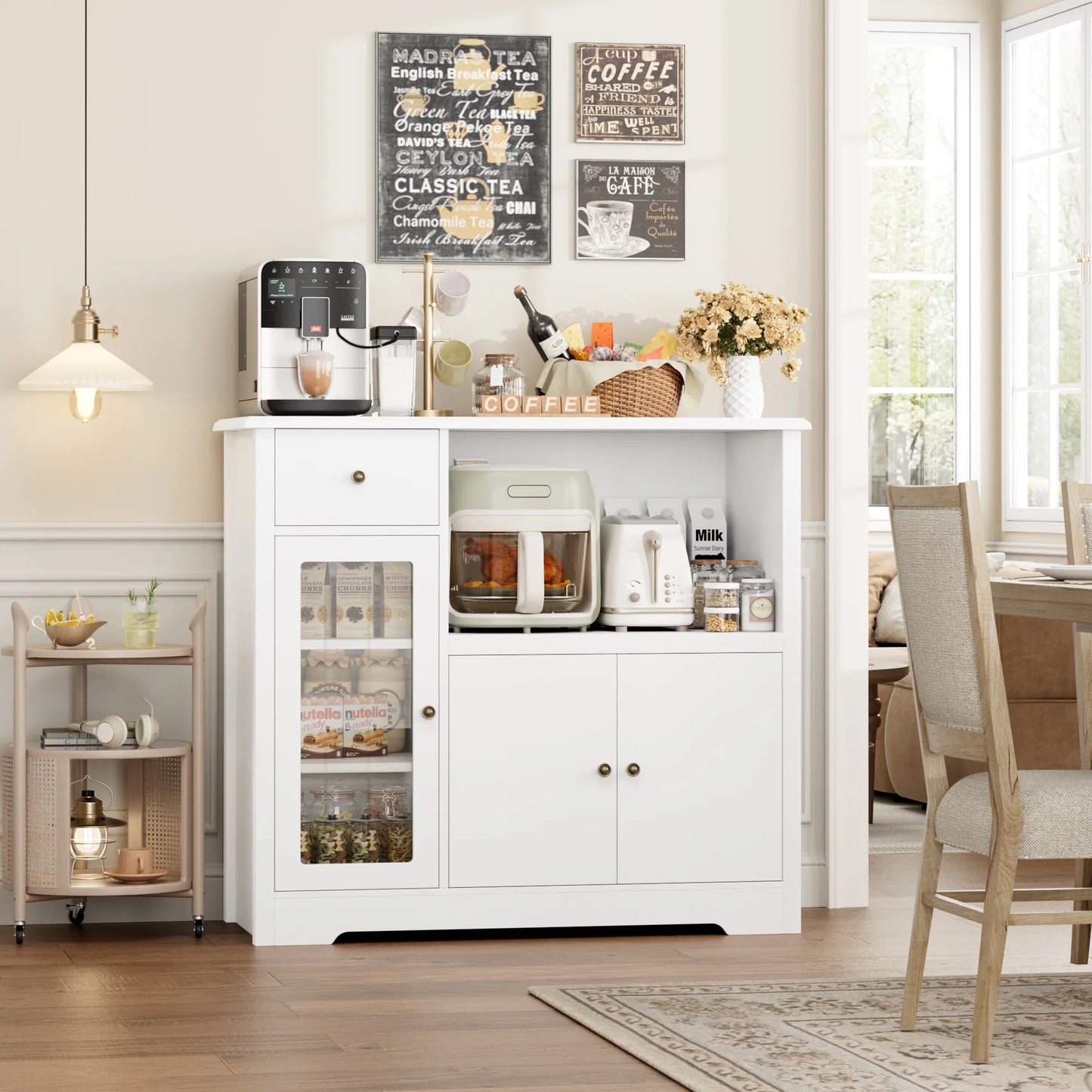 Microwave Cabinet with Hutch