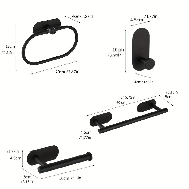 Set of 4 No Drilling Bathroom Accessories