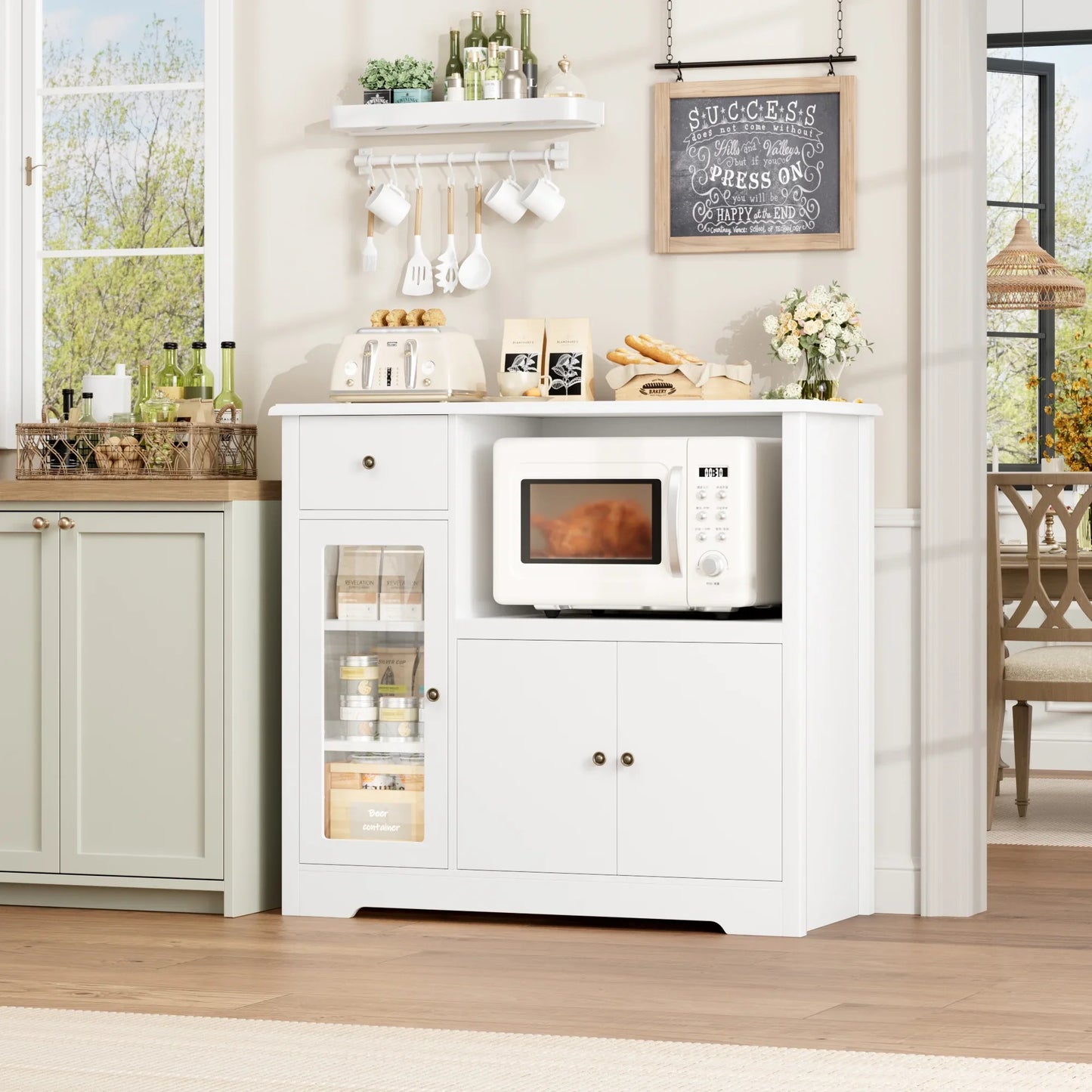 Microwave Cabinet with Hutch