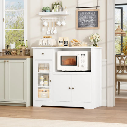 Microwave Cabinet with Hutch