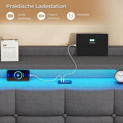 Floating Bed with LED Lighting
