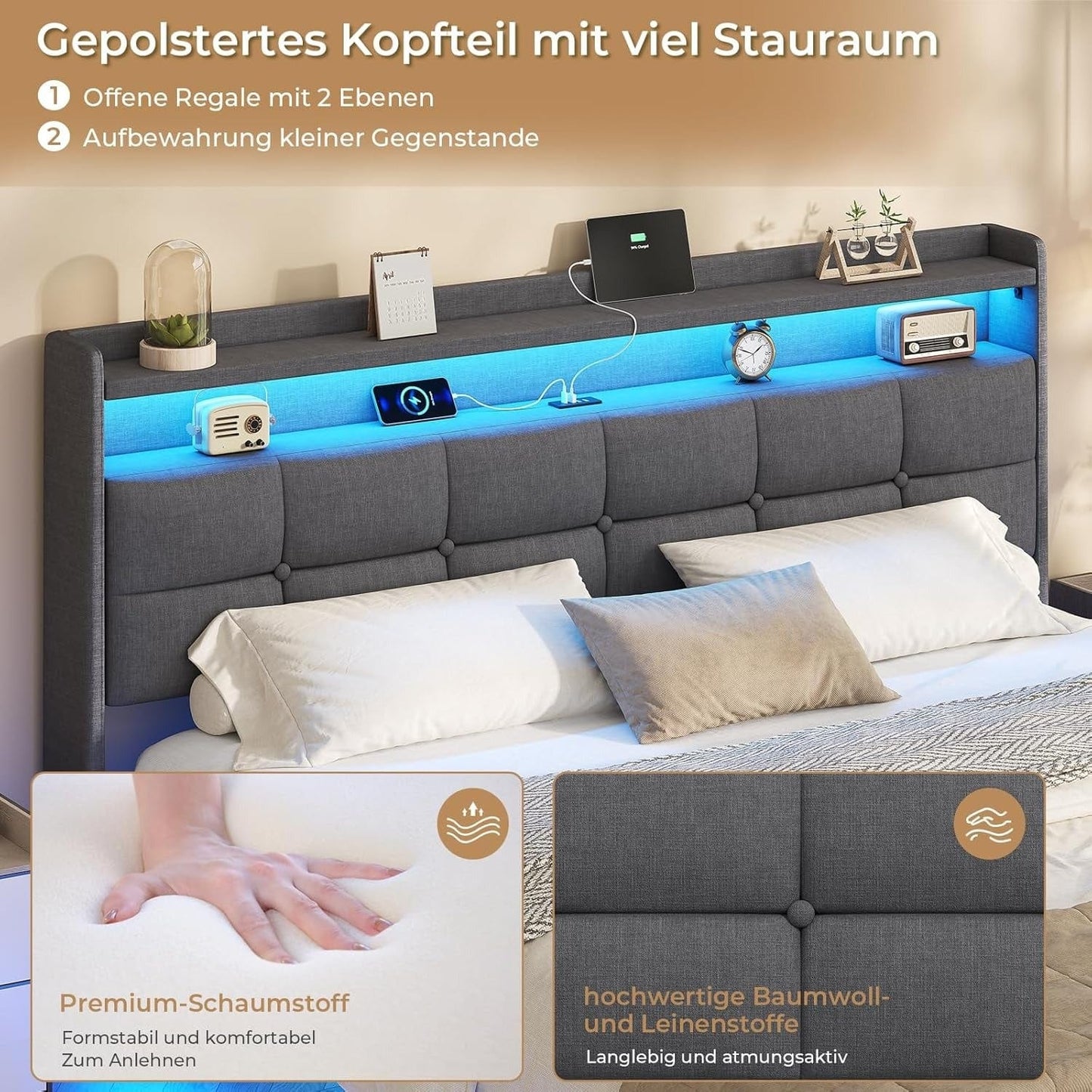 Floating Bed with LED Lighting