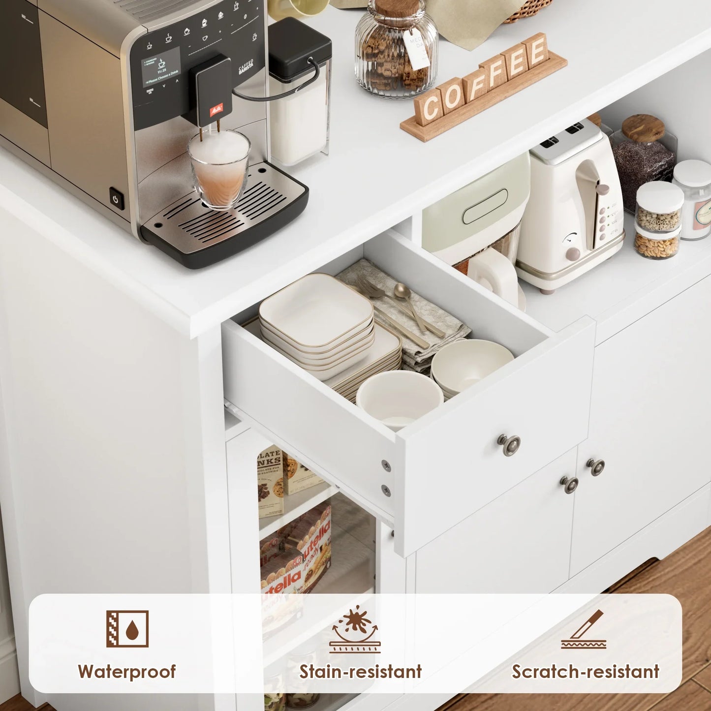 Microwave Cabinet with Hutch