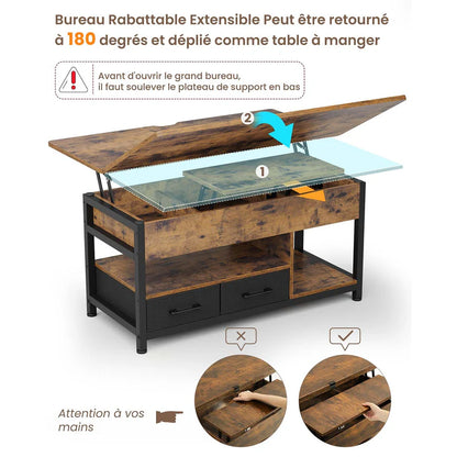 3‑in‑1 Lift‑Top Coffee Table with Storage Shelf