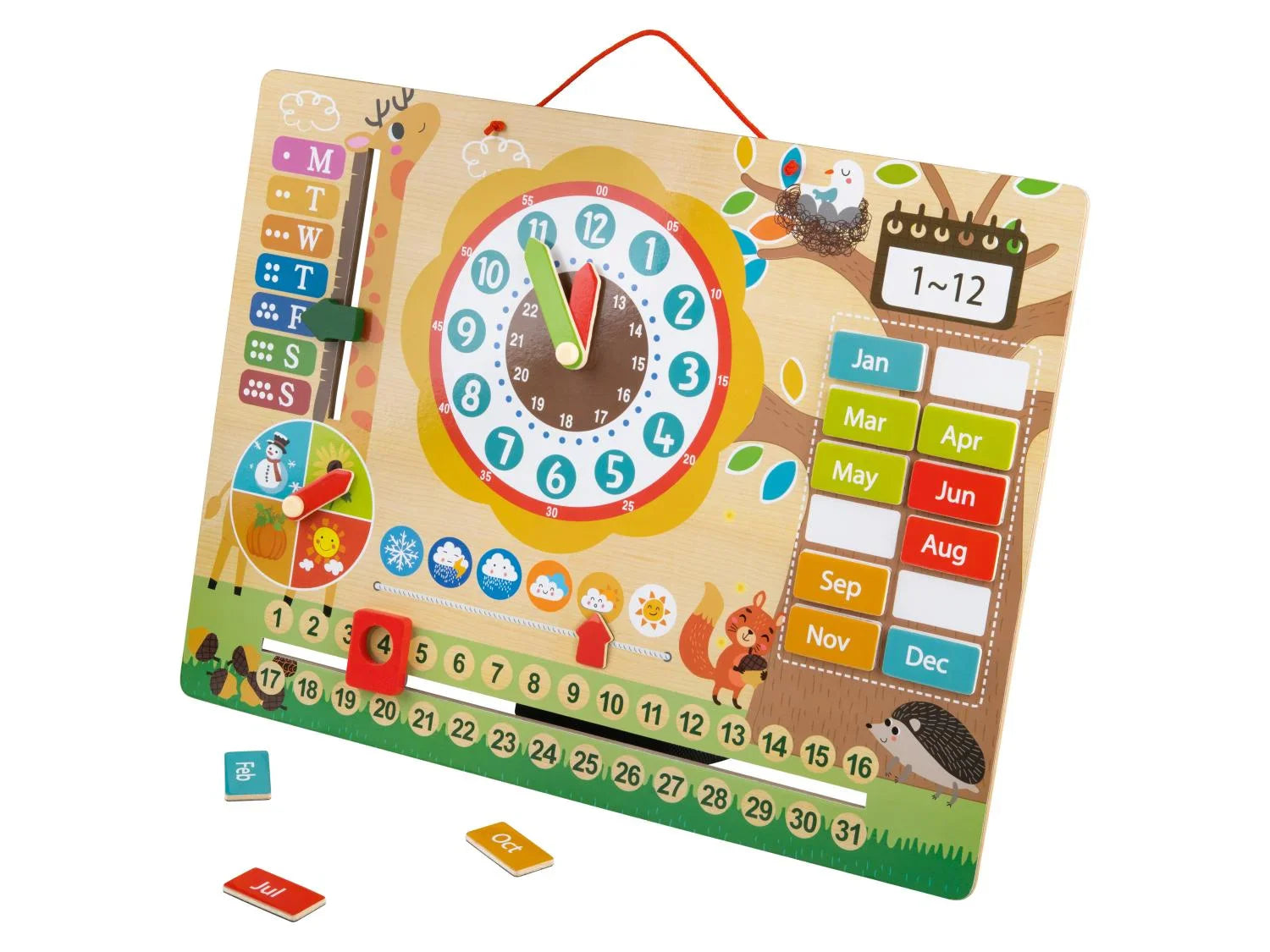 Wooden Magnetic Learning Clock & Calendar Board – Mall LB
