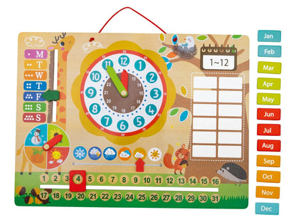 Wooden Magnetic Learning Clock & Calendar Board