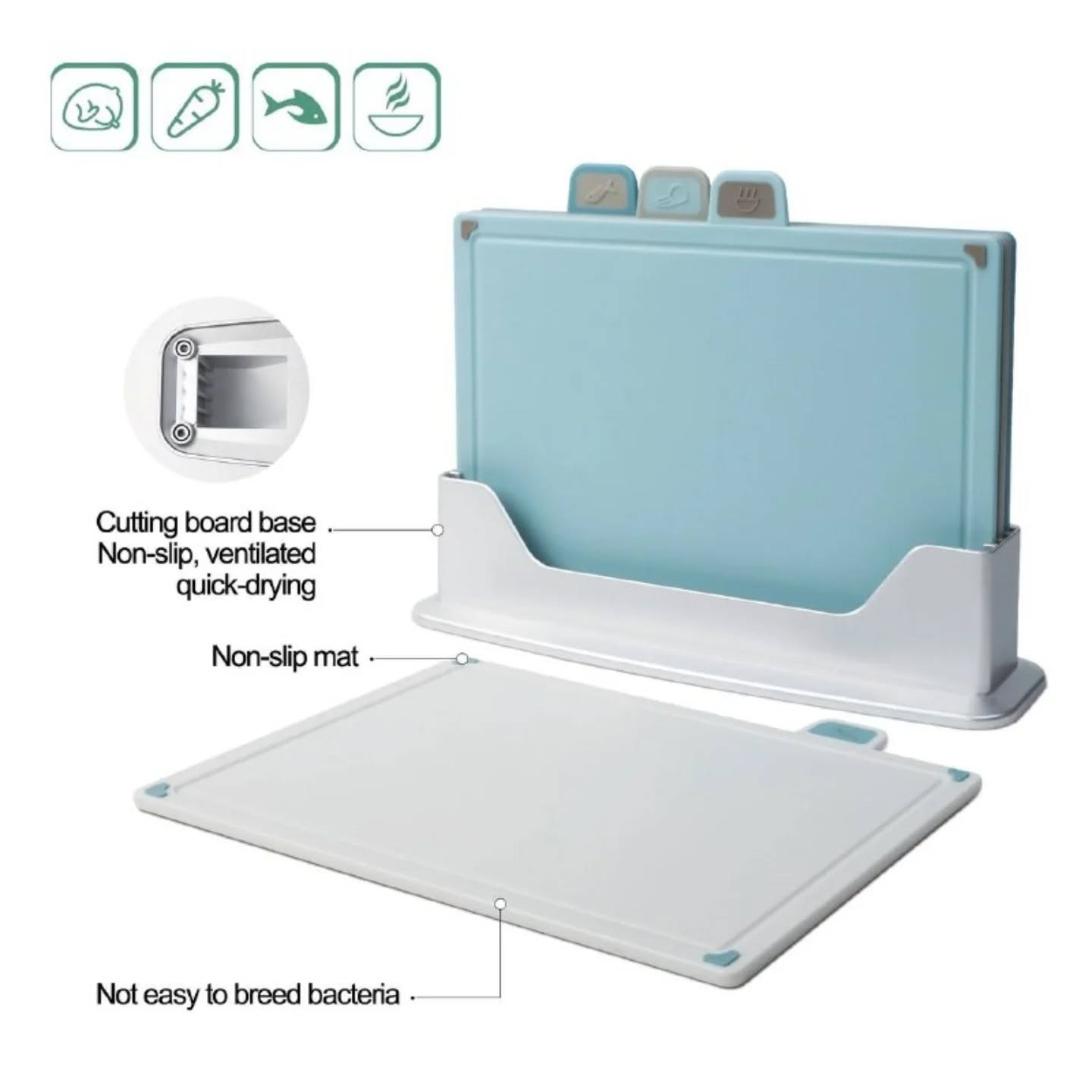 4-Piece Chopping Board Set with Storage Stand