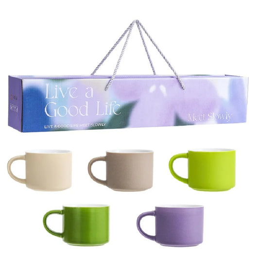 Set of 5 Elegant Ceramic Coffee Cup Set
