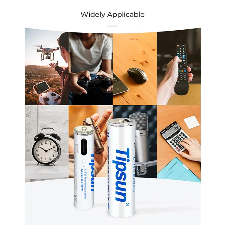 Tipsun® Rechargeable AAA Lithium-ion Batteries with USB-C Charging