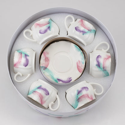Porcelain Espresso Cup & Saucer Set of 6