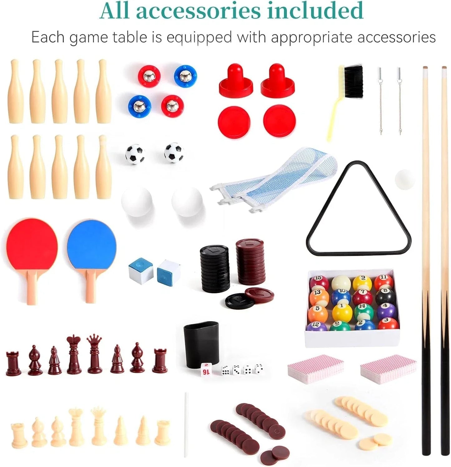 12-in-1 Combo Game Table Multi-Game Set with Accessories