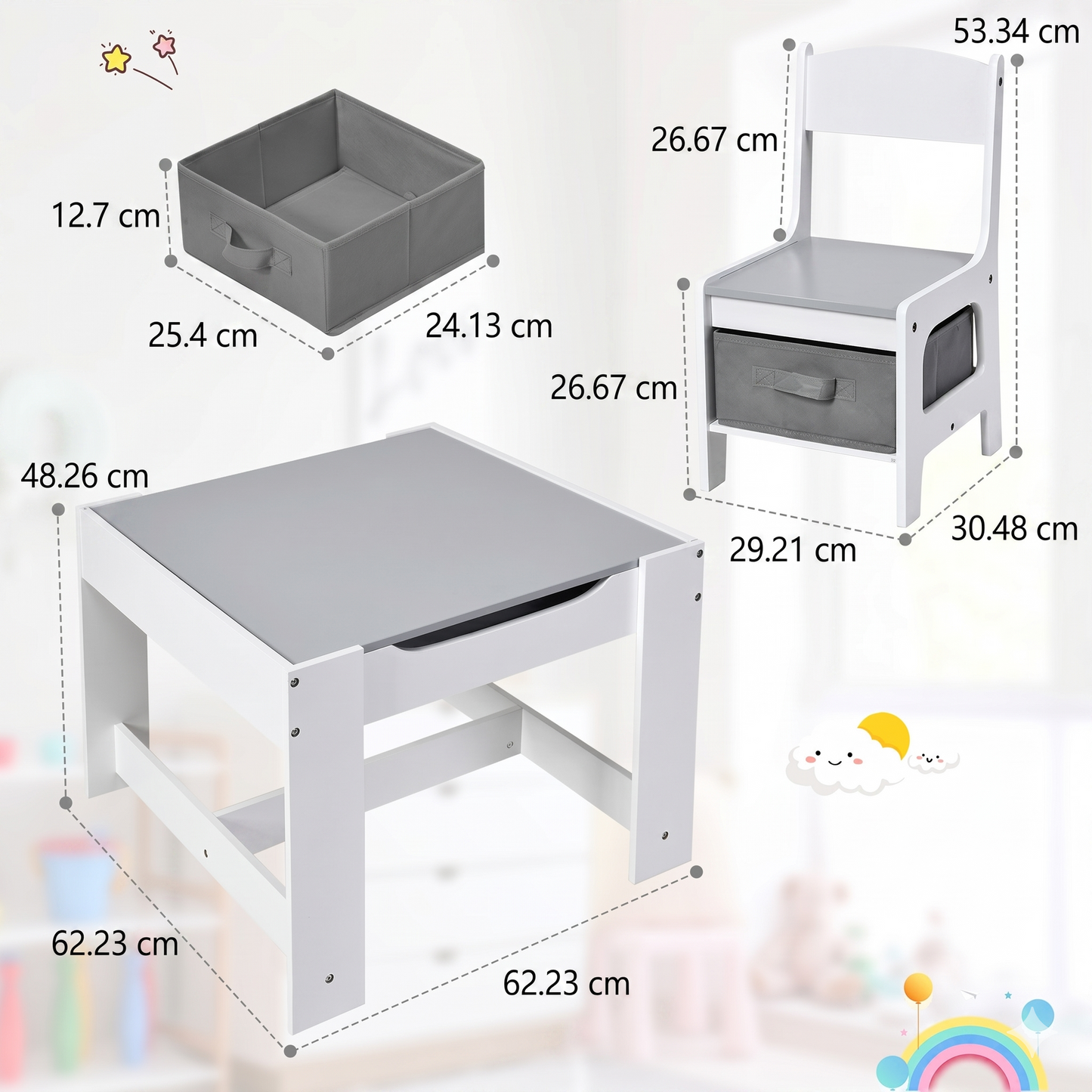 WOLTU Table and Chairs Set with Storage Boxes (Z-TCS004)